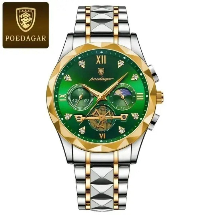ساعت مچی اورجینال پودگار چهارموتور فعال ضداب رنگ ثابت شب نما مون استار ماه وخورشیدPOEDAGAR