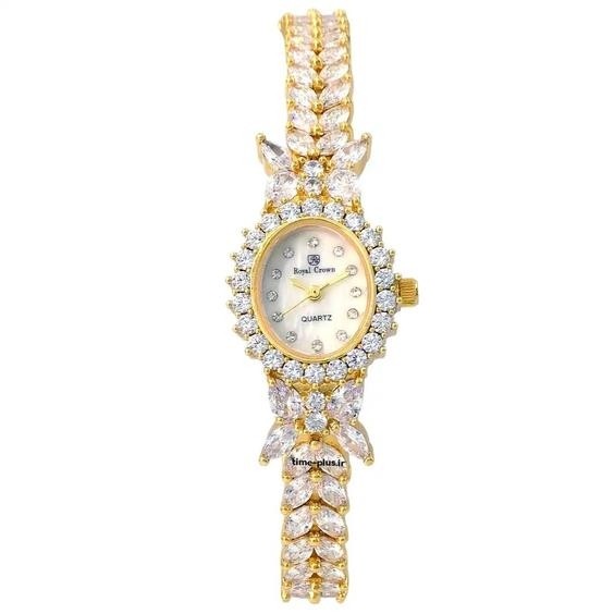 ساعت مچی زنانه اورجینال جواهری رویال کرون موتور ژاپن رنگ صددرصد ثابت کیفیت بینظیرROYAL CROWN