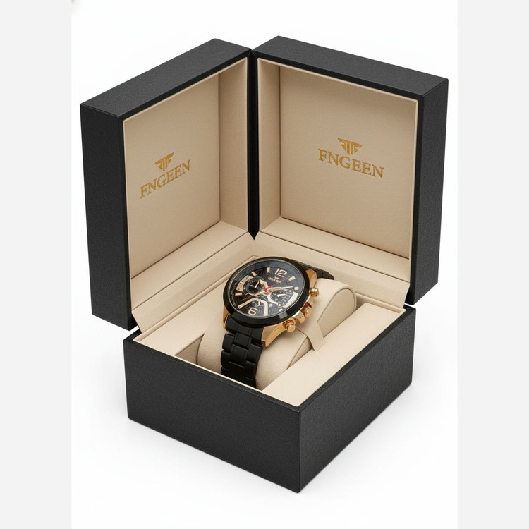ساعت مچی مردانه اورجینال فنجین رنگ ثابت ضداب دارای روز شمارکیفیت عالیFNGEEN