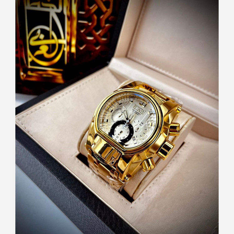 ساعت مچی مردانه اینو یکتا زئوس کرنوگراف Zeus Bolt INVICTA غول سه موتوره فعال اصلی بدنه استیل طلایی کد8686