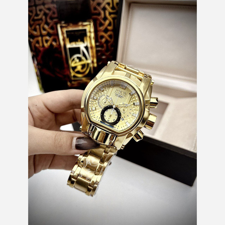 ساعت مچی مردانه اینو یکتا زئوس کرنوگراف Zeus Bolt INVICTA غول سه موتوره فعال اصلی بدنه استیل طلایی کد8686