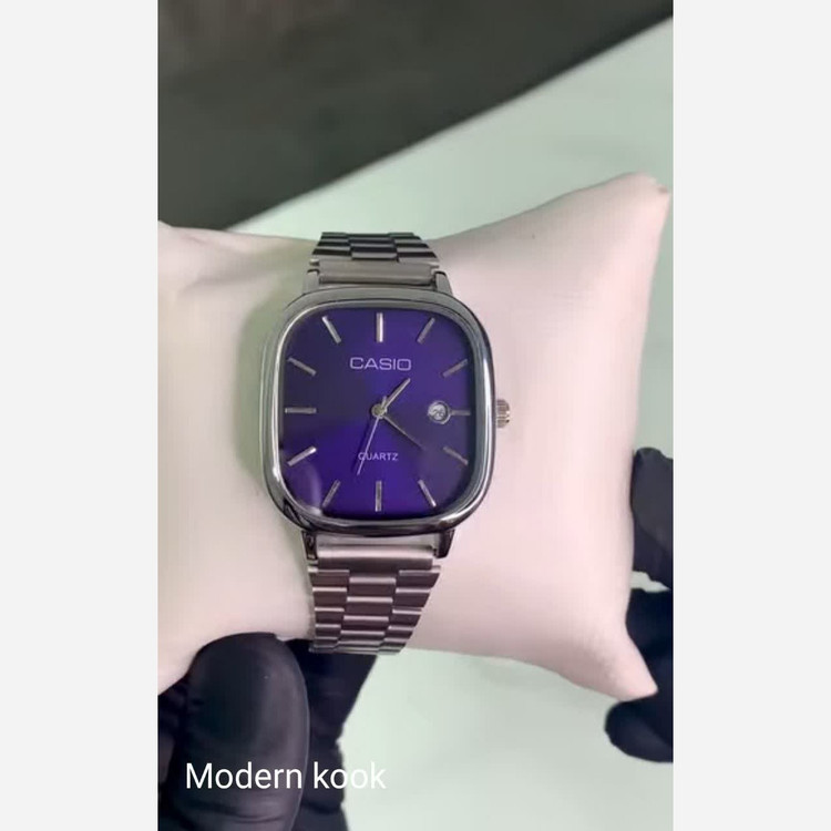 ساعت مچی مردانه کاسیوcasio بند نقره ای صفحه آبی ضد آب کد2663