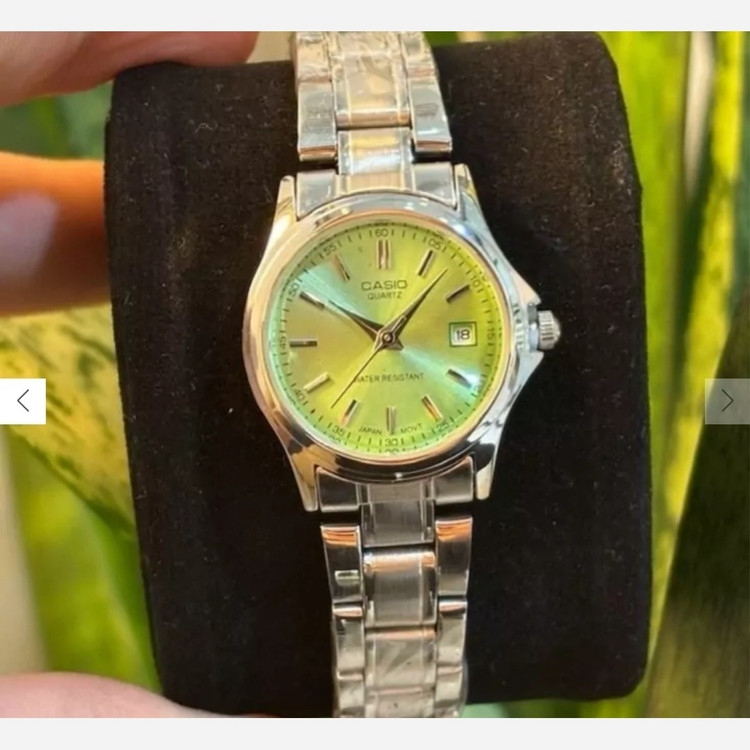 ساعت زنانه casio(کاسیو) اصل ، عقربه ای صحفه گرد رنگ بندی کامل و بند استیل نقره ای ضد آب کد 0002