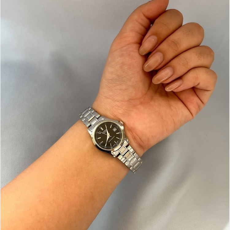 ساعت زنانه casio(کاسیو) اصل ، عقربه ای صحفه گرد رنگ بندی کامل و بند استیل نقره ای ضد آب کد 0002
