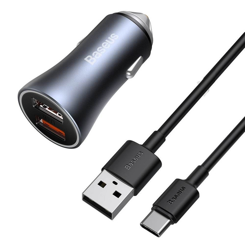شارژر فندکی باسئوس مدل Golden Contactor Pro به همراه کابل تبدیل USB-C