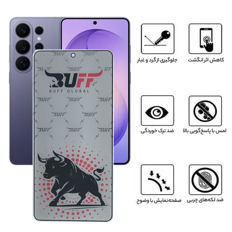 محافظ صفحه نمایش حریم شخصی بوف مدل Fighter Pri Pro مناسب برای گوشی موبایل سامسونگ Galaxy S26 Ultra