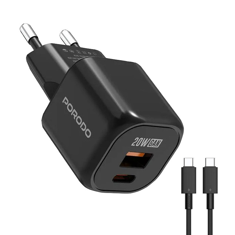 شارژر دیواری 20 وات دو پورت پرودو مدل FWC060 به همراه کابل USB-C