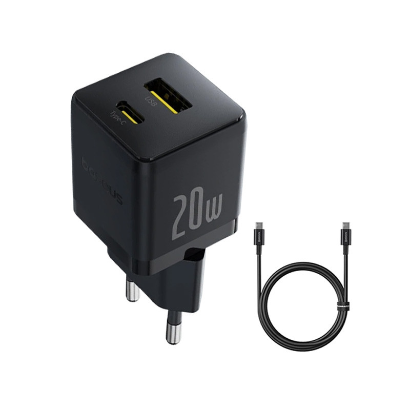 شارژر دیواری 20 وات دو پورت بیسوس مدل CCZC20UE  به همراه کابل usb-C