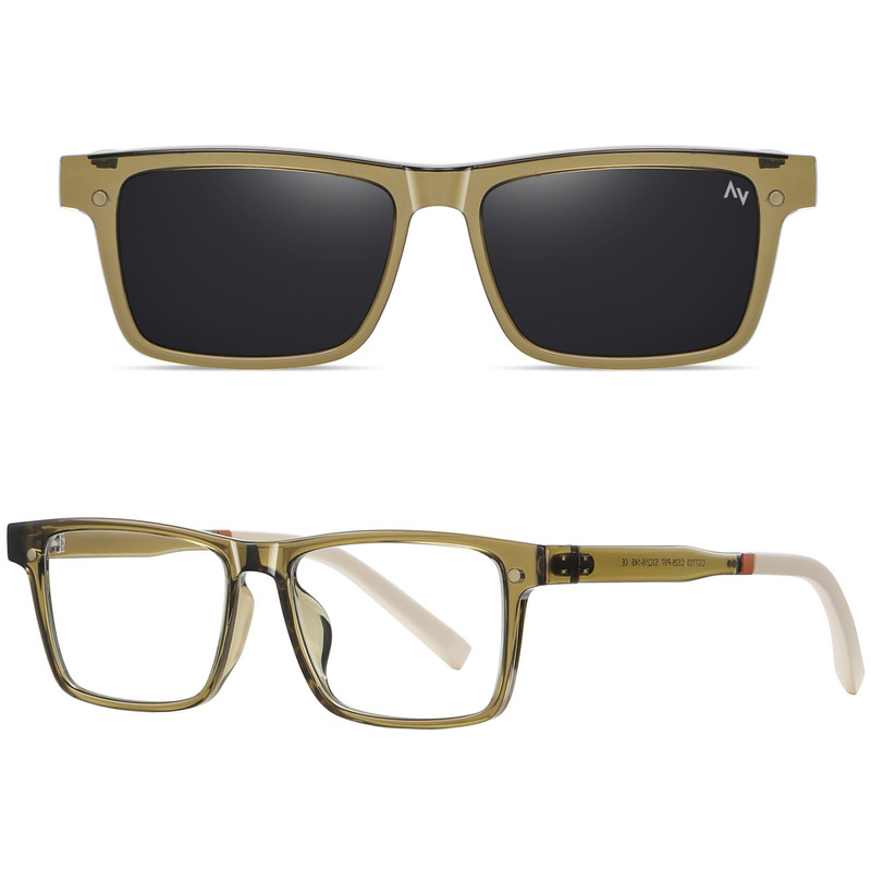 فریم عینک طبی ویفرر (Wayfarer) آلبرت وگ مدل CG-7703-C526-P97 Polarized Double Switch مناسب برای انواع صورت به همراه کاور آفتابی