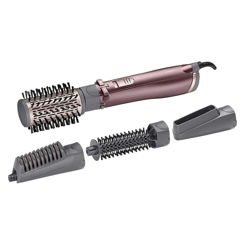 سشوار برس‌دار چرخشی 1000 وات بابیلیس مدل AS960E، موتور DC، وزن 530 گرم، المنت سرامیک، دارای سری چرخشی با ویژگی فرکنندگی، صاف‌کنندگی، حجم‌دهندگی، با قابلیت باد سرد
