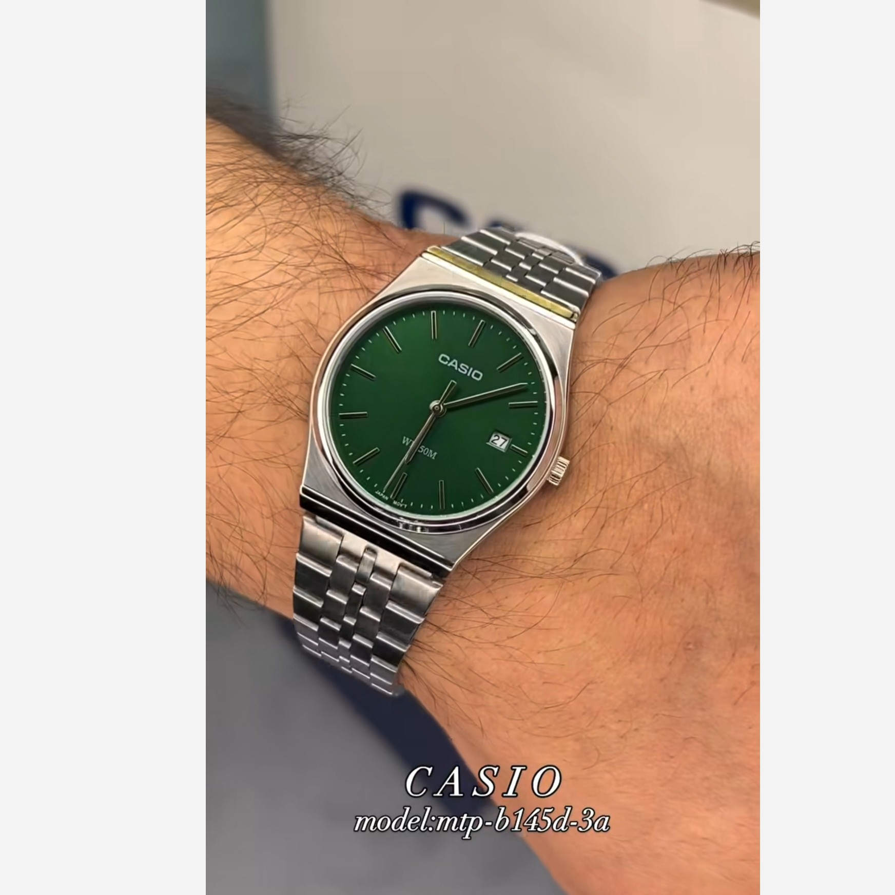 ساعت مچی کاسیو گادفادر casio استیل اولدمانی مردانه رنگ ثابت درجه یک صفحه سبز سلطنتی