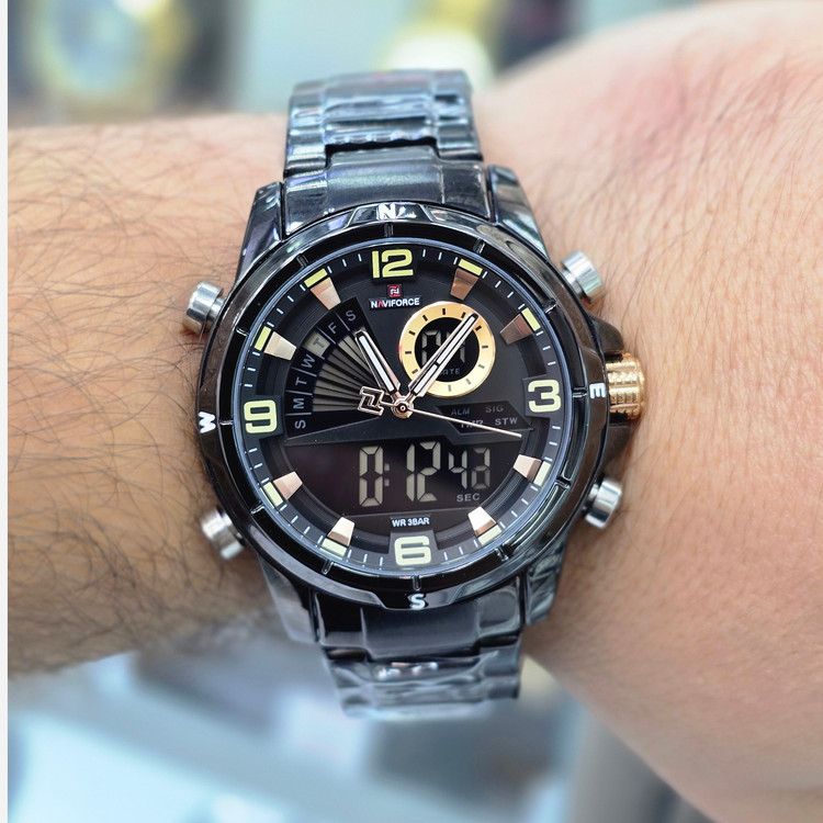 ساعت مچی نیوی فورس (Naviforce) اورجینال دو زمانه