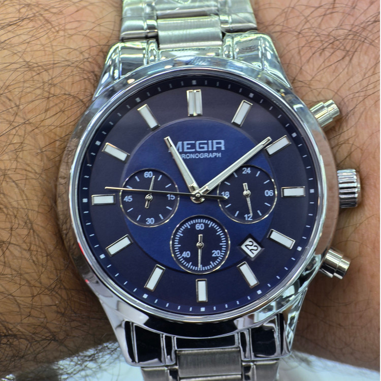 ساعت مچی مردانه مگیر MEGIR کرنوگراف سیلور