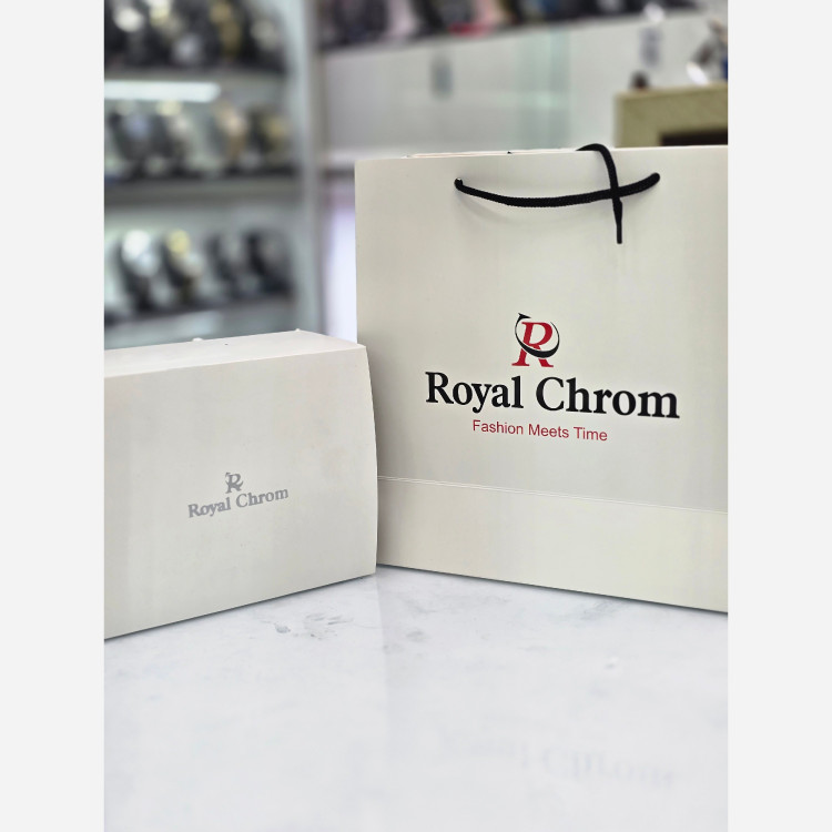 ساعت مچی مردانه کلاسیک (صفحه مشکی) Royal Chrom جعبه اورجینال کارت گارانتی