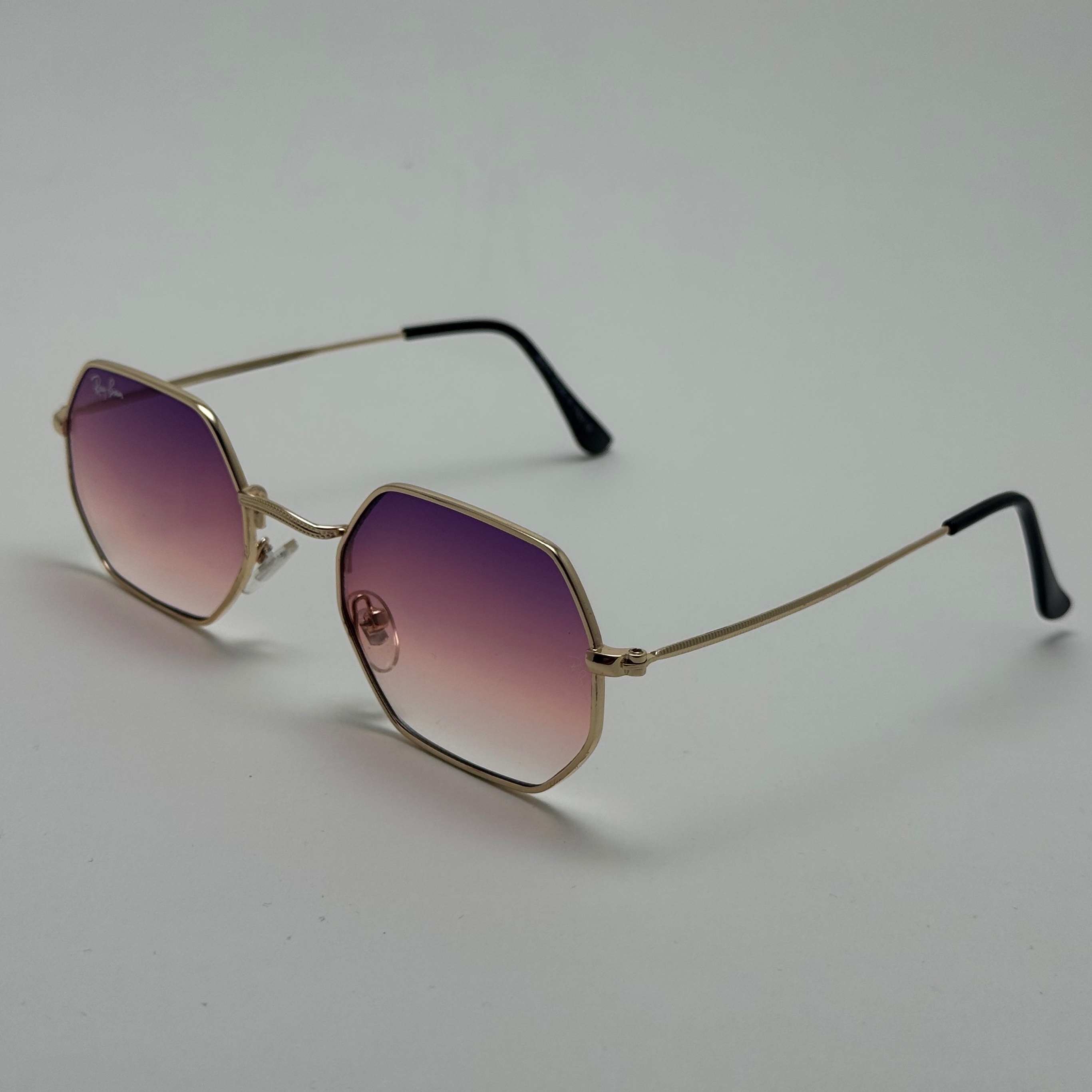 عینک شب ریبن Ray-ban صورتب هایلایت فریم طلایی کد RB 3556