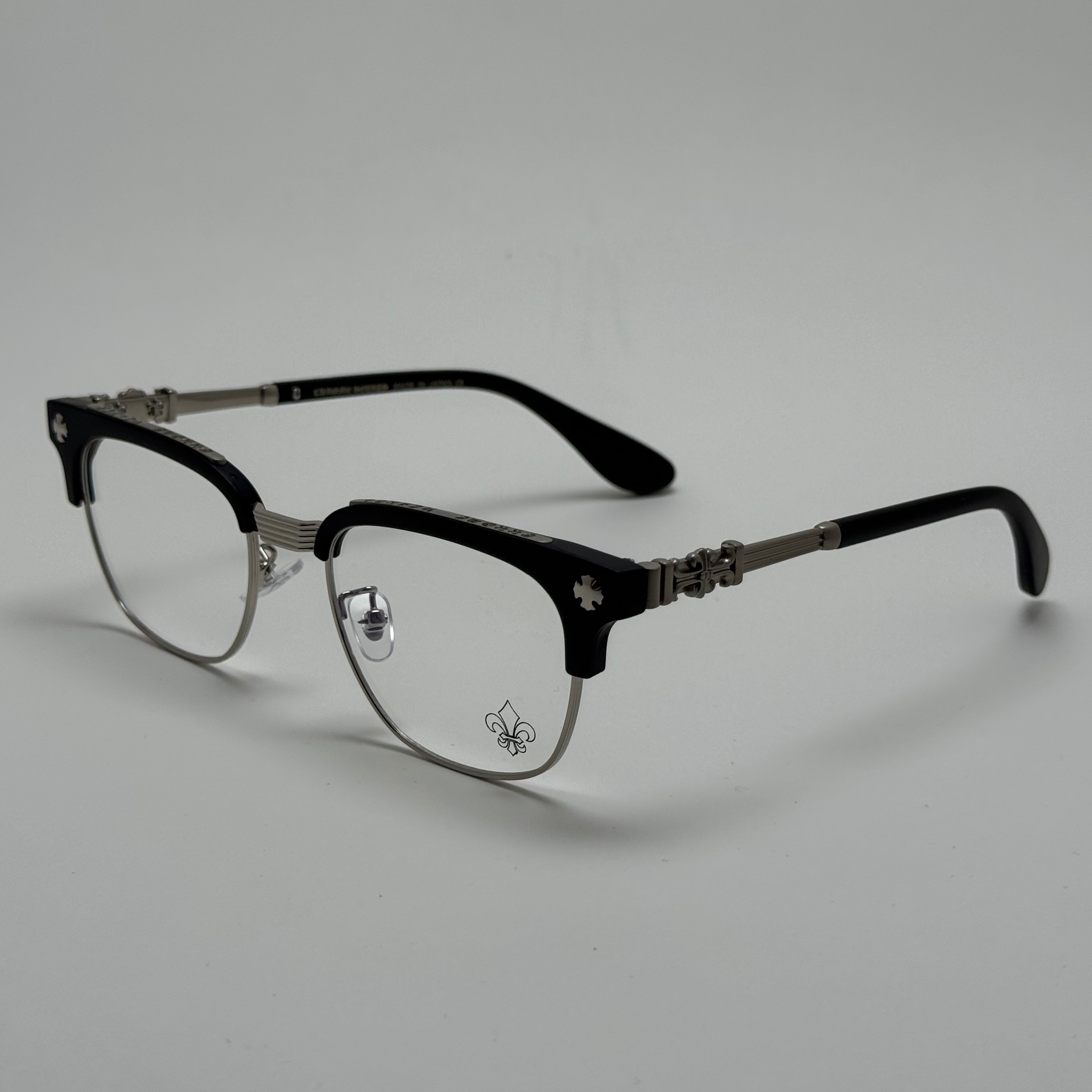 عینک بلوکات کروم هارتز کلاب مستر مشکی نقره ای Chrome Hearts 9217 - کیفیت مستر