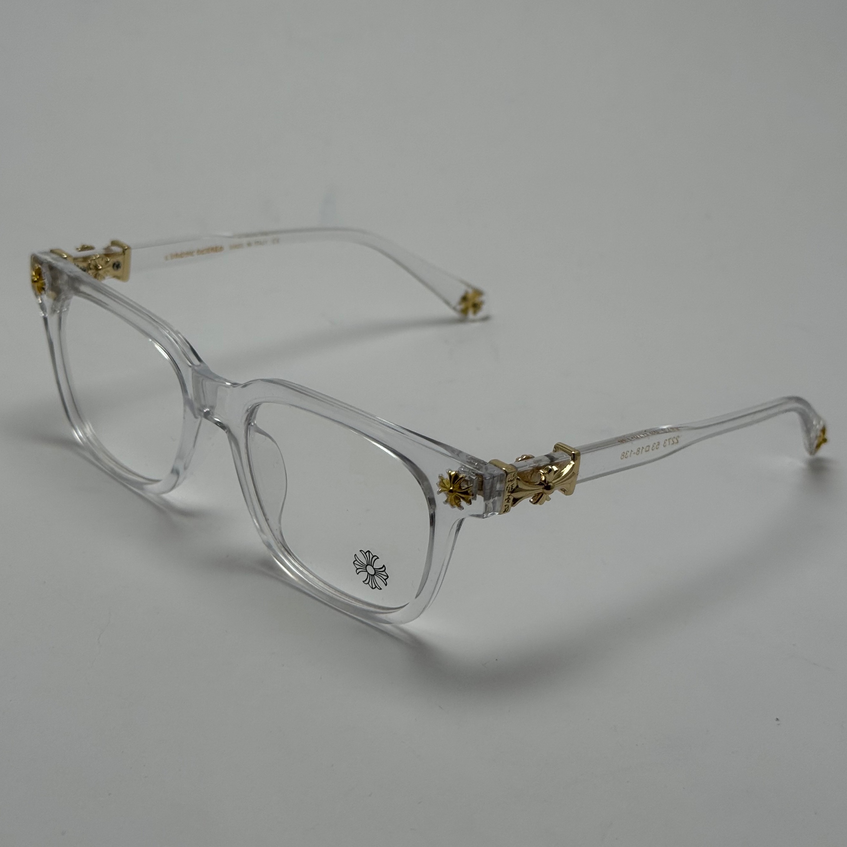 عینک بلوکات کروم هارتز کریستالی طلایی Chrome Hearts 2273 با پک کامل کروم هارتز - کیفیت مستر