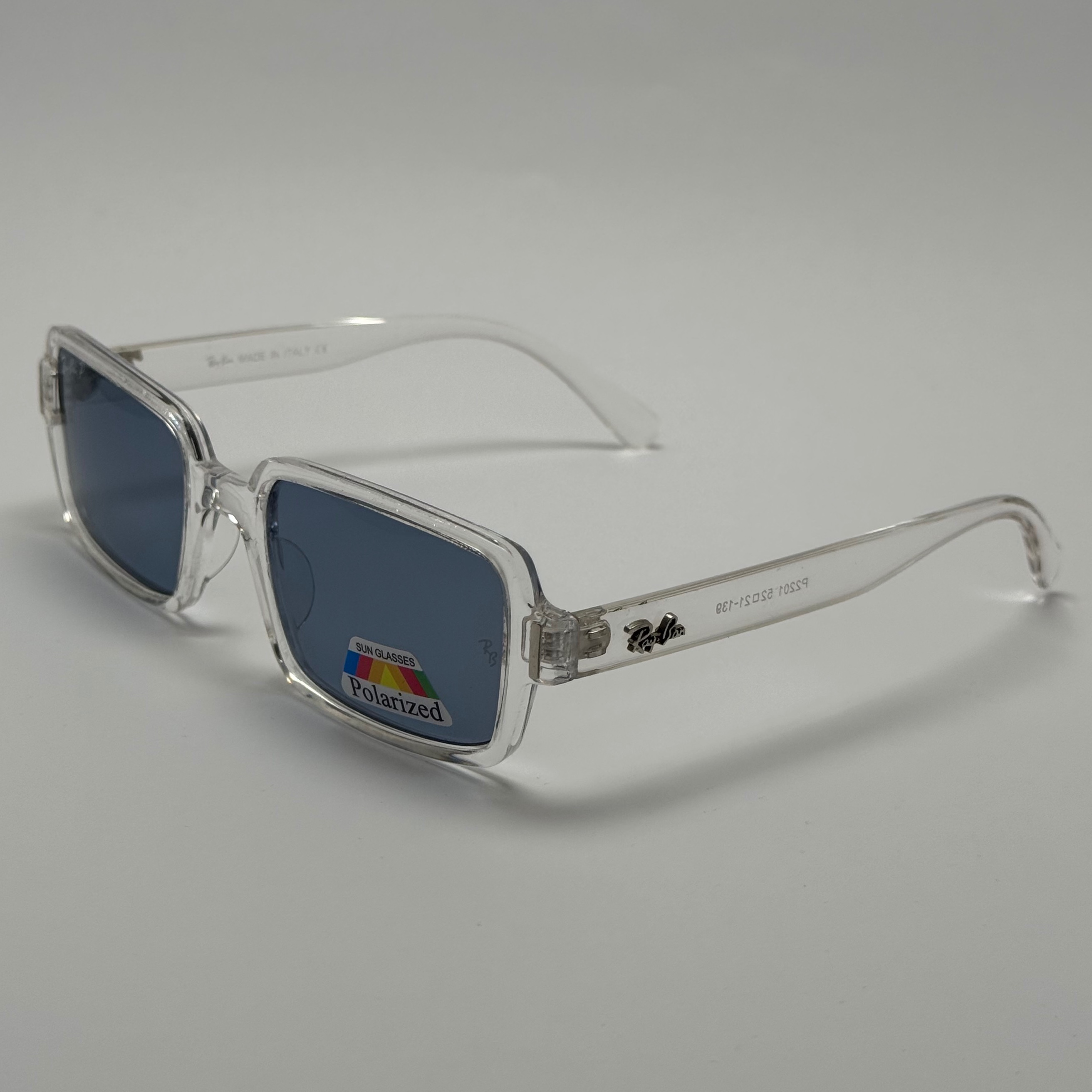 عینک آفتابی و شب پلاریزه ریبن مستطیلی آبی کد rayban RB 2201