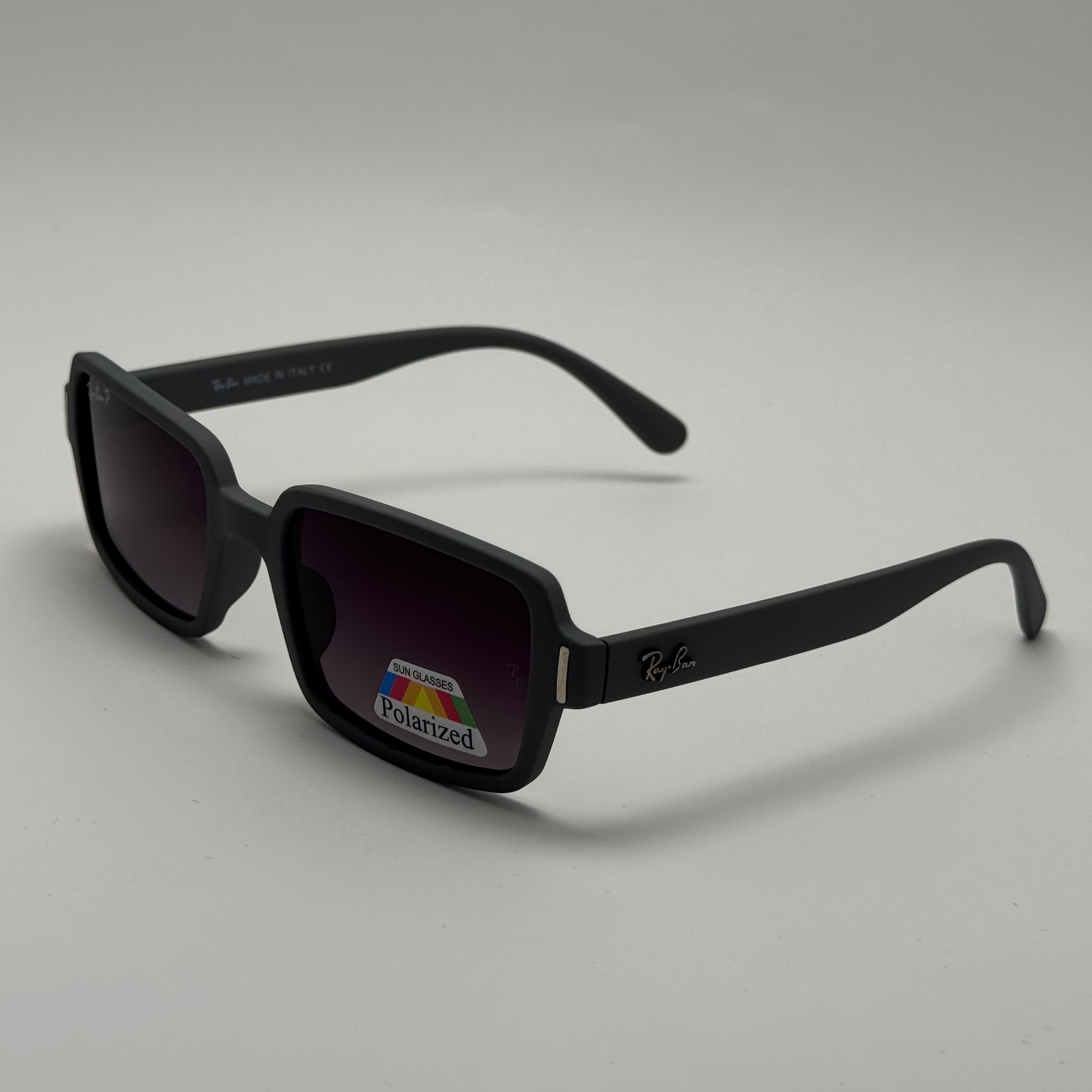 عینک آفتابی پلاریزه ریبن مستطیلی طوسی کد rayban RB 2201