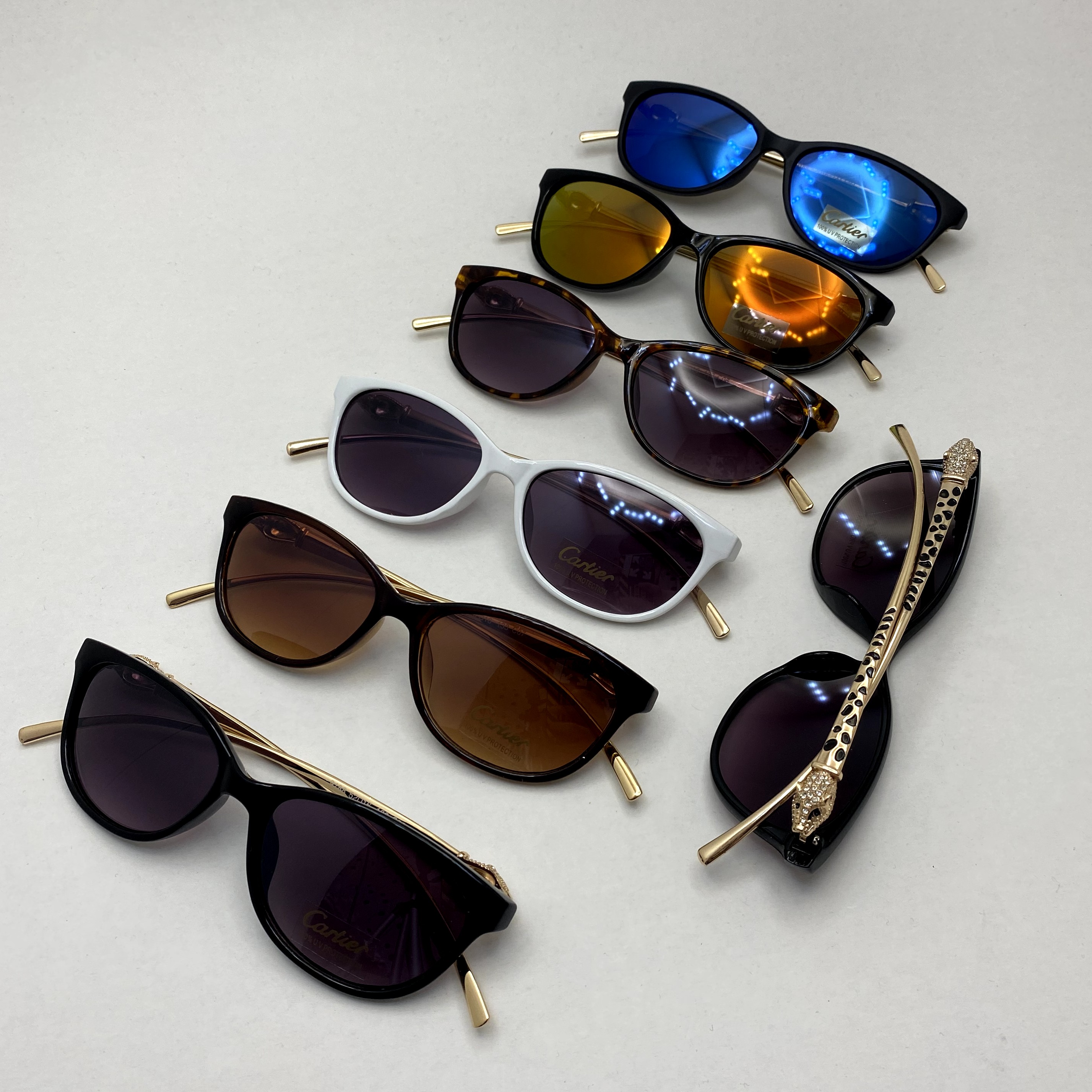 عینک آفتابی زنانه کارتیر Cartier دسته نگین کاری شده خاص و لاکچری در 6 رنگ