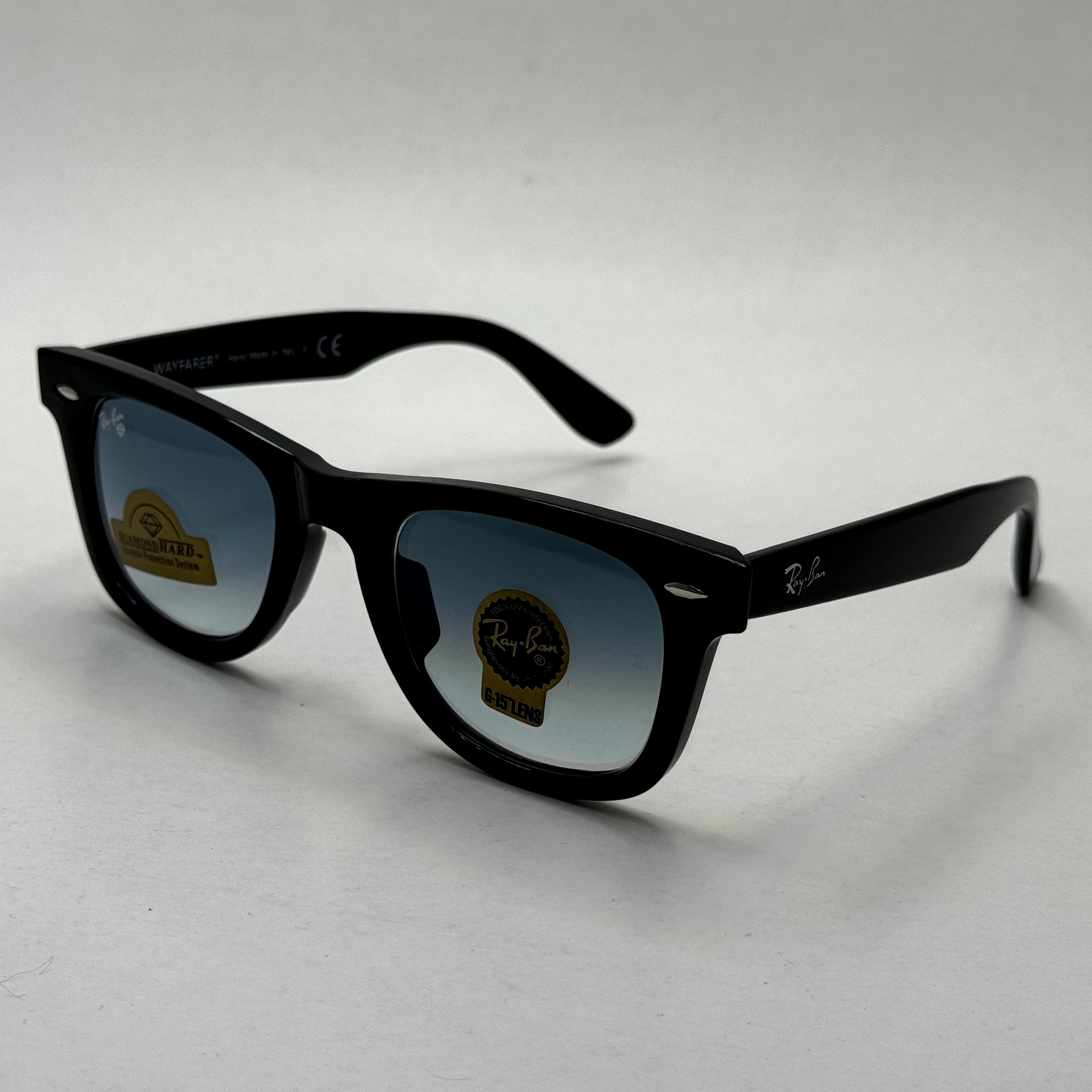 عینک ریبن ویفرر reyban WAYFARER سایز 50 آبی هایلایت به همراه پک کامل و اچار مخصوص عینک RB 2140
