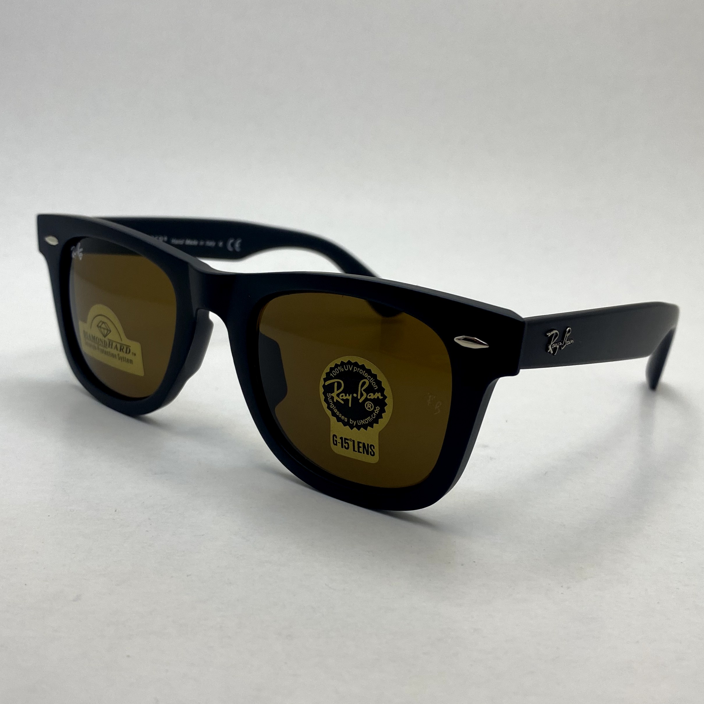 عینک آفتابی ویفرر ریبن rayban WAYFARER شیشه سنگ قهوه ای فریم مات سایز 50 به همراه پک کامل اورجینال RB2140