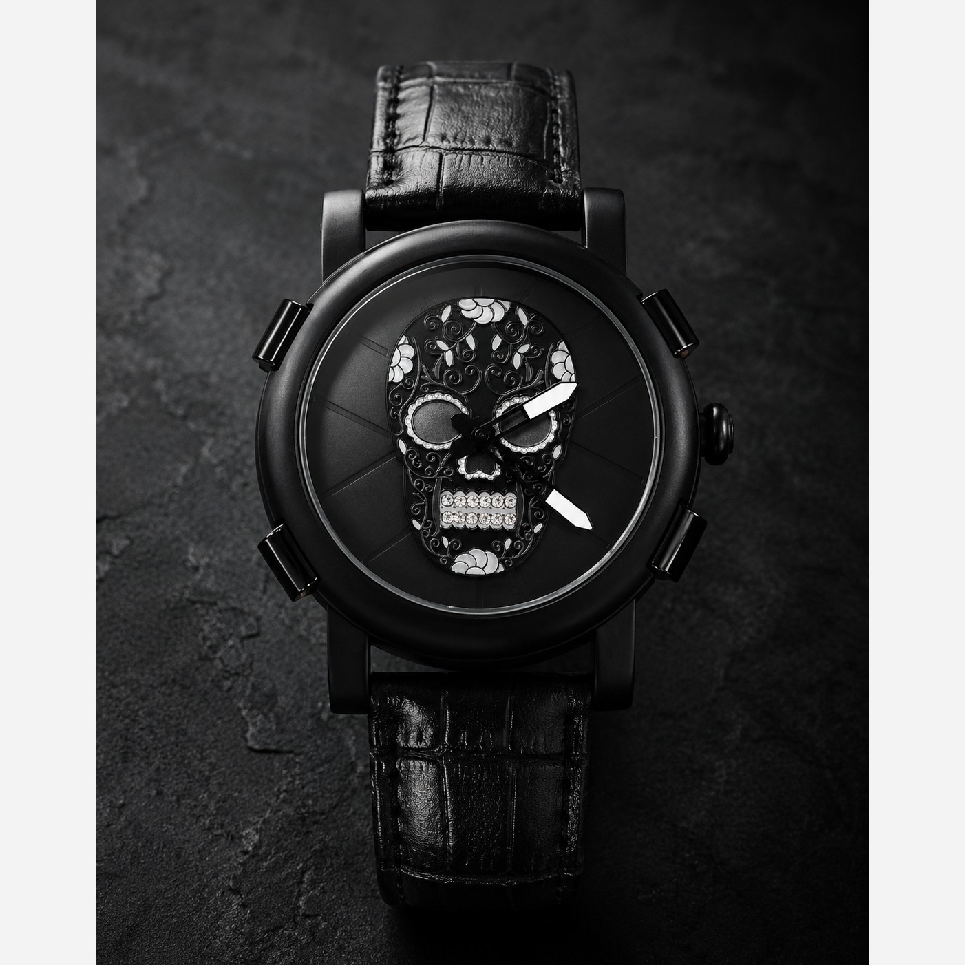 ساعت مچی مردانه چرمی ژاپن.اورجینال طرح اسکلت مارک Skone کد 9479g