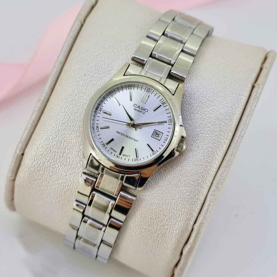 ساعت مچی زنانه دخترانه کاسیو casio کیفیت عالی پرمیوم نقره ای