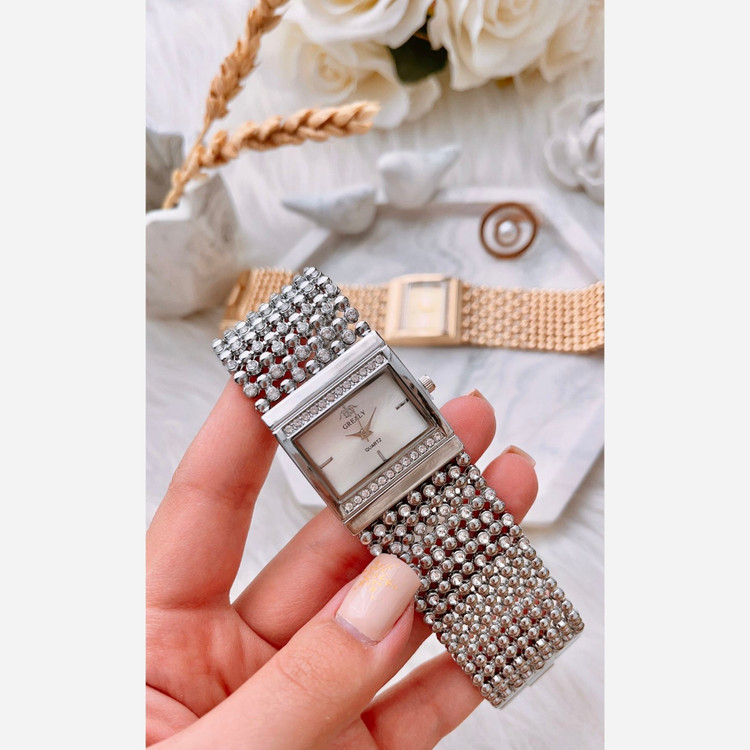 ساعت مچی زنانه دخترانه REALY jewellery نقره ای تیفانی مکعبی مجلسی خاص