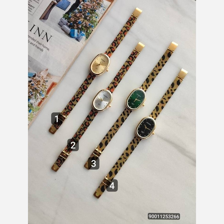 ساعت مچی زنانه پلنگی مارک koushi بند پلنگی صفحه بیضی