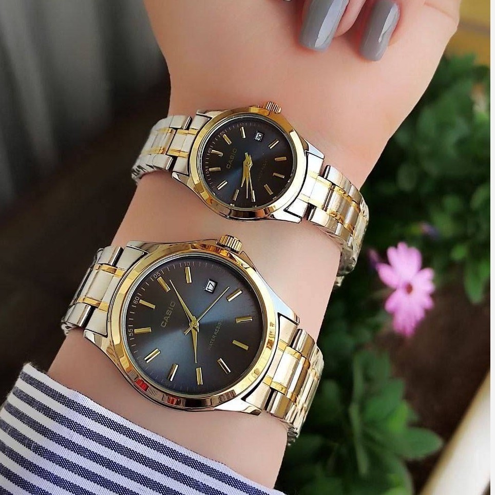 ست ساعت مردونه و زنونه کاسیو casio استیل صفحه مشکی