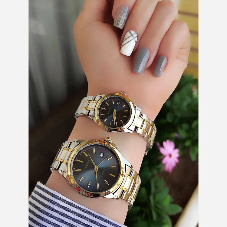 ست ساعت مردونه و زنونه کاسیو casio استیل صفحه مشکی