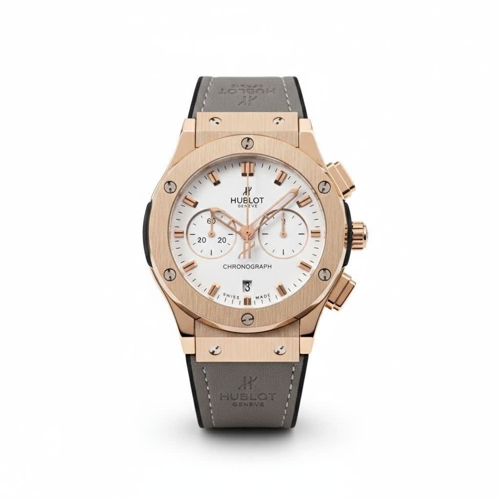 ساعت مردانه هوبلو هابلوت کرنوگراف hublot با قفل کلیپسی بند طوسی