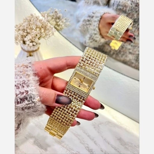 ساعت مچی زنانه REALY تیفانی مکعبی مجلسی خاص با بند دستبندی