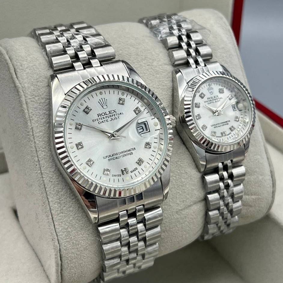 ساعت مردانه و زنانه رولکس Rolex دیت جاست نقره ای