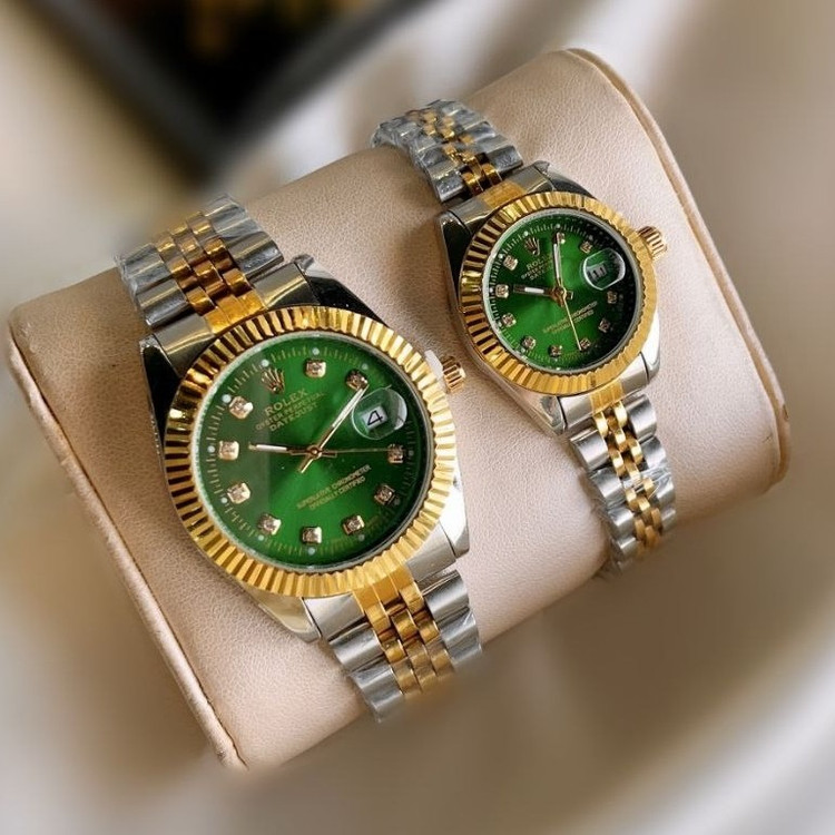 ساعت رولکس مردانه و زنانه کیفیت درجه یک استیل رنگ ثابت rolex صفحه سبز