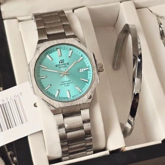 ست ساعت مردونه کاسیو casio با دستبند و گردنبند و حلقه کادو مردونه
