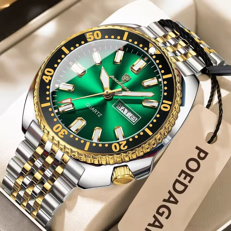 ساعت مردانه پوداگار poedagar طرح خاص صفحه سبز