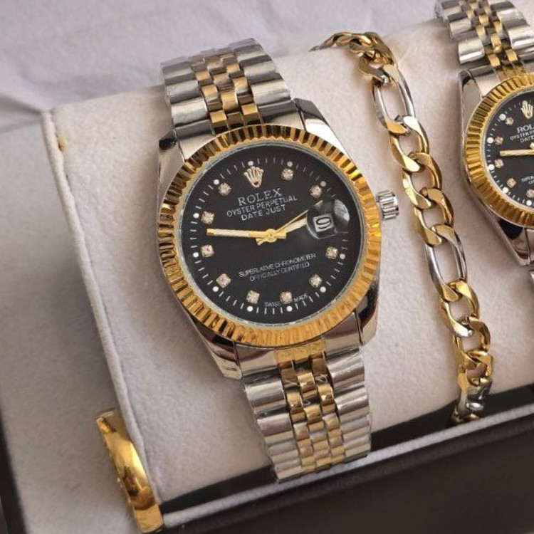 ساعت ست رولکس زنانه و مردانه Rolex با دستبند و انگشتر با ارسال رایگان