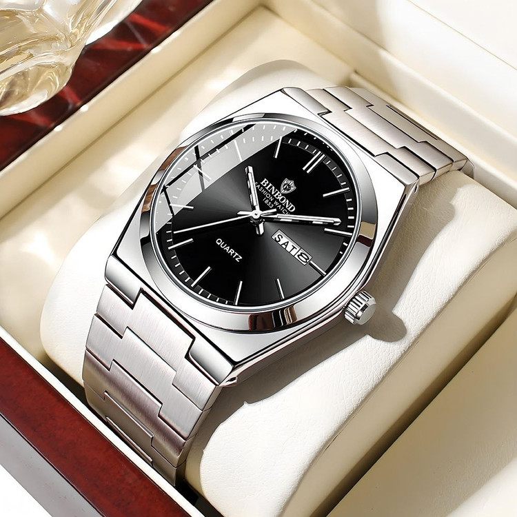 ساعت مچی مردانه بین باند اورجینال دو تقویم شب نما رنگ ثابت ضد آب BIN BOND ارسال رایگان