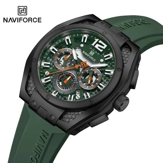 ساعت مچی مردانه اورجینال نیوی فورس سبز یشمی Naviforce NF8063 (سه موتوره)