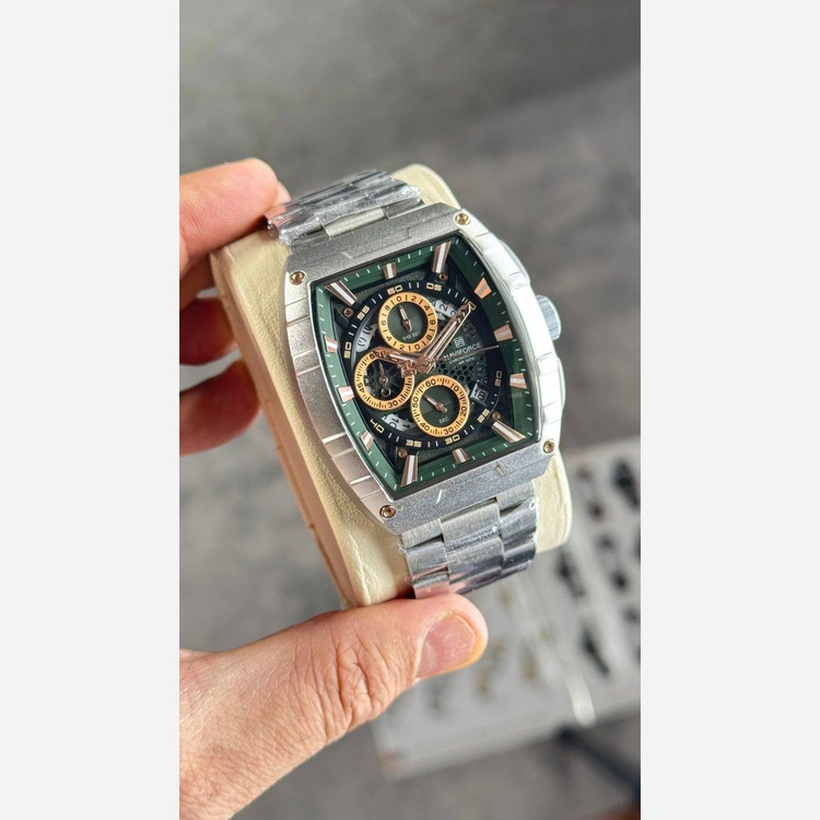 ساعت مچی مردانه ارجینال نیوی فورس Naviforce سه موتور فعال ضد آب صفحه سبز ارسال رایگان