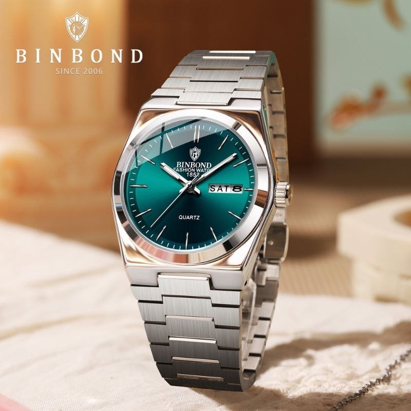 ساعت مچی مردانه بین باند Binbond اوریجینال استیل صفحه سبز ارسال رایگان