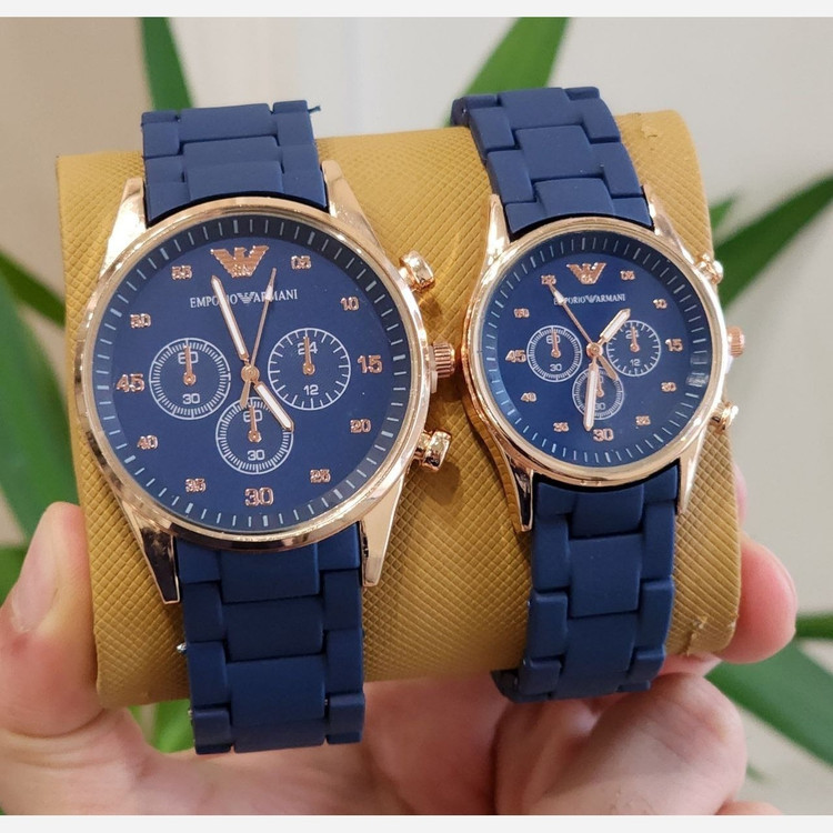 ست ساعت زنونه و مردونه امپریو آرمانی emporio armani با بند پی یو سرمه ای abs