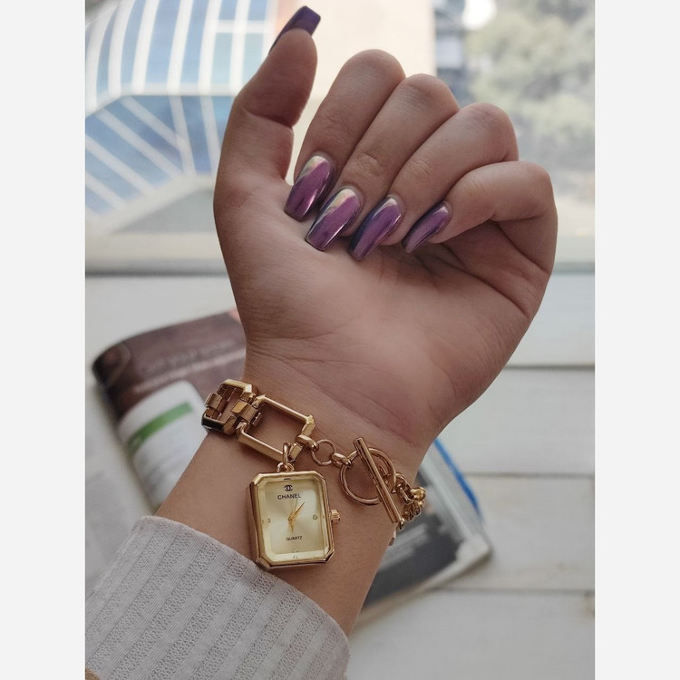ساعت مچی زنانه شنل CHANEL با قفل تی بند استیل طلایی ارسال رایگان