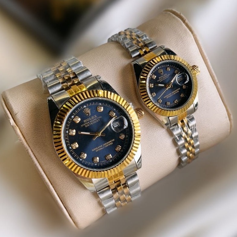 ساعت رولکس مردانه و زنانه کیفیت درجه یک استیل رنگ ثابت با آرم rolex صفحه سرمه ای