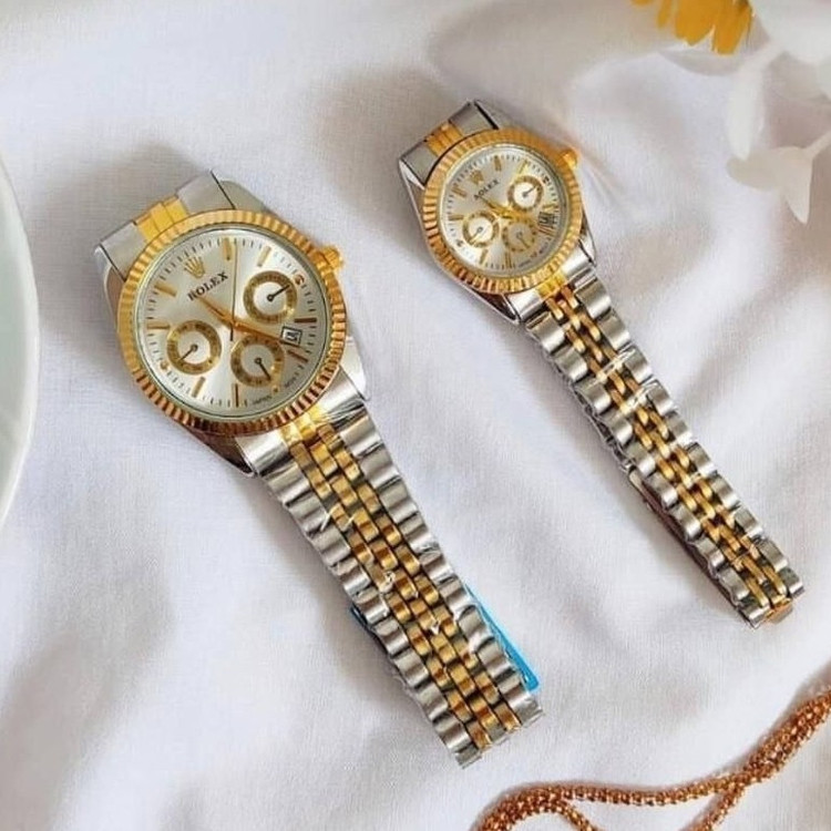 ست ساعت مردونه و زنونه رولکس تقویم دار طلایی نقره ای