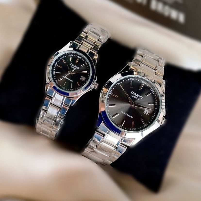 ست ساعت مردونه و زنونه کاسیو casio استیل صفحه مشکی