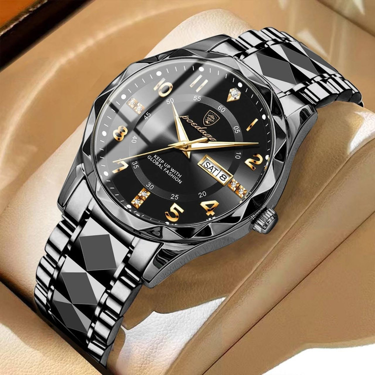 ساعت مچی مردونه پوداگار اصل poedagar نقره ای مشکی سرمه ای