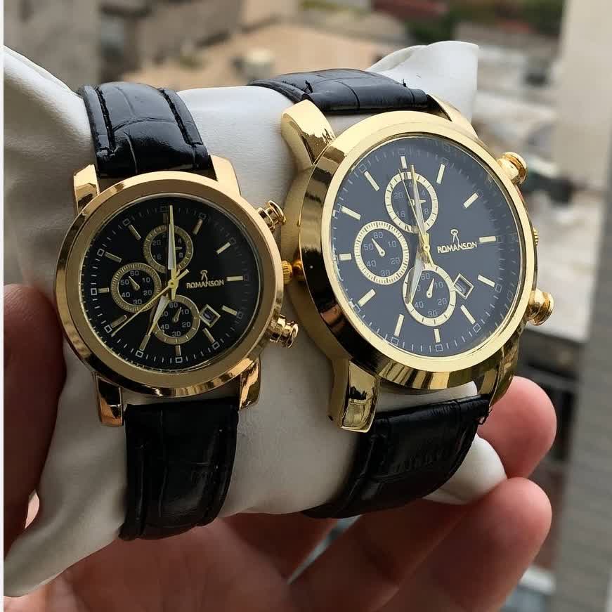 ساعت مچی رومانسون ست مردونه زنونه Romanson چرم مشکی